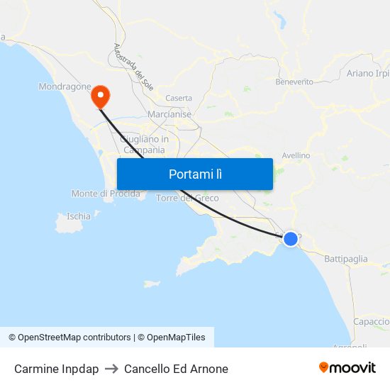 Carmine Inpdap to Cancello Ed Arnone map