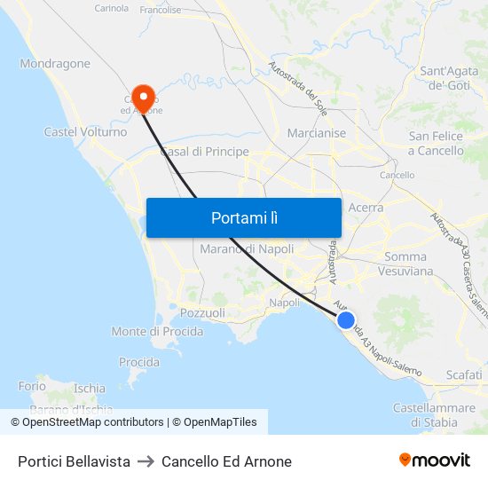 Portici Bellavista to Cancello Ed Arnone map