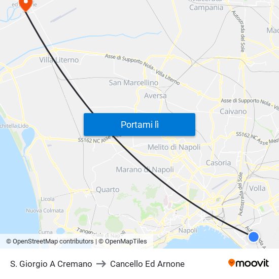 S. Giorgio A Cremano to Cancello Ed Arnone map