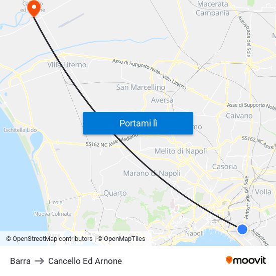 Barra to Cancello Ed Arnone map