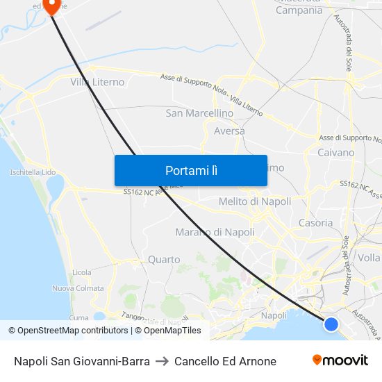 Napoli San Giovanni-Barra to Cancello Ed Arnone map