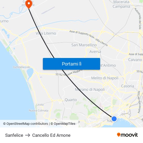 Sanfelice to Cancello Ed Arnone map