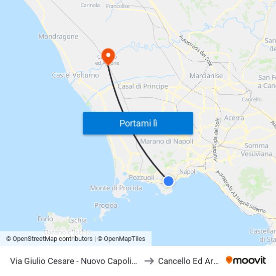 Via Giulio Cesare - Nuovo Capolinea Ctp to Cancello Ed Arnone map