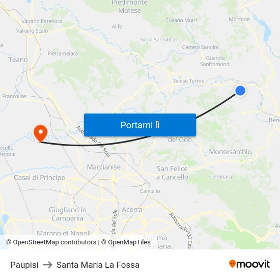 Paupisi to Santa Maria La Fossa map