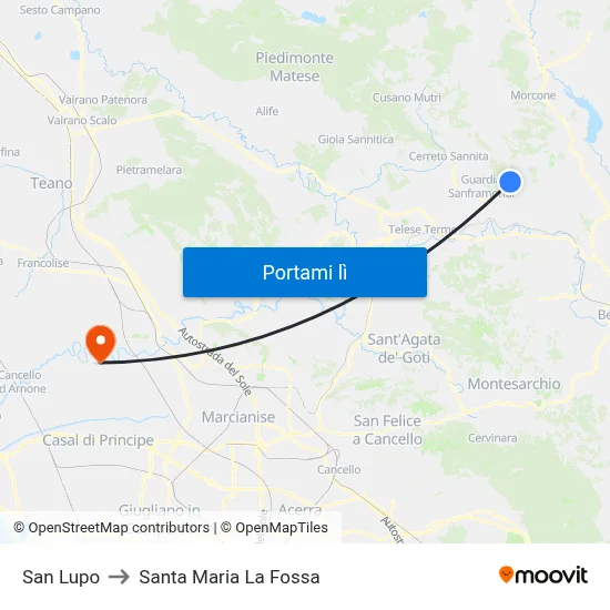 San Lupo to Santa Maria La Fossa map