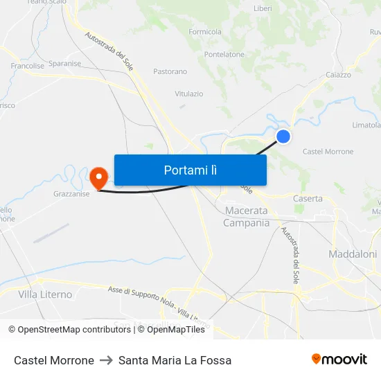 Castel Morrone to Santa Maria La Fossa map