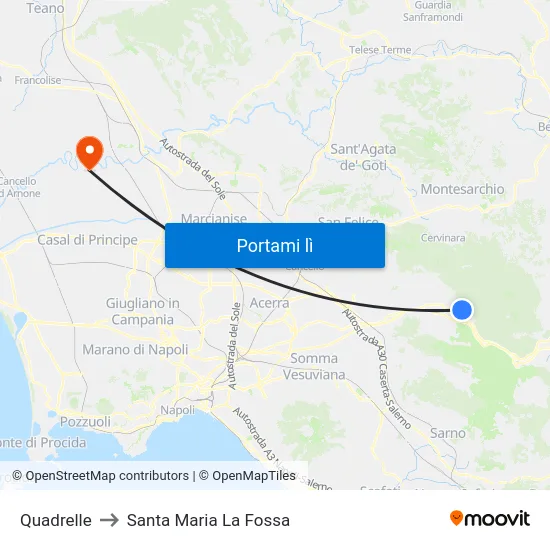 Quadrelle to Santa Maria La Fossa map