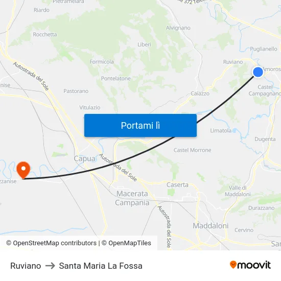 Ruviano to Santa Maria La Fossa map