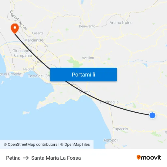 Petina to Santa Maria La Fossa map