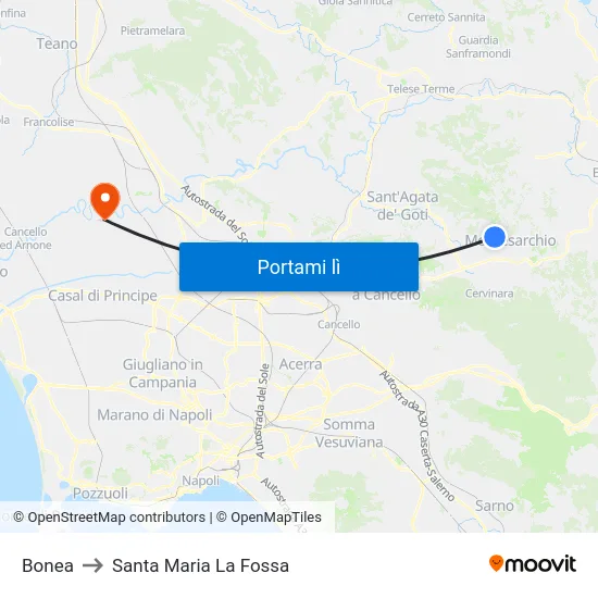 Bonea to Santa Maria La Fossa map