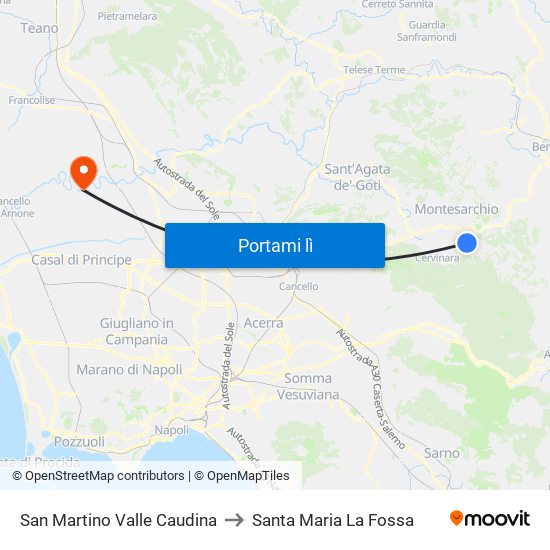 San Martino Valle Caudina to Santa Maria La Fossa map