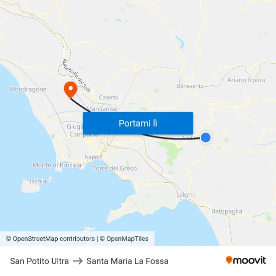 San Potito Ultra to Santa Maria La Fossa map