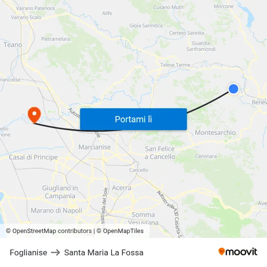 Foglianise to Santa Maria La Fossa map