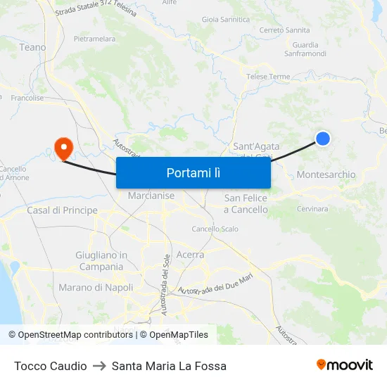 Tocco Caudio to Santa Maria La Fossa map