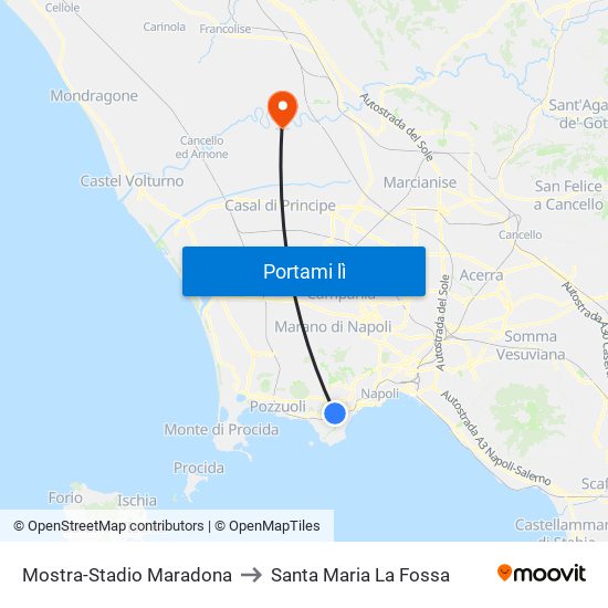 Mostra-Stadio Maradona to Santa Maria La Fossa map