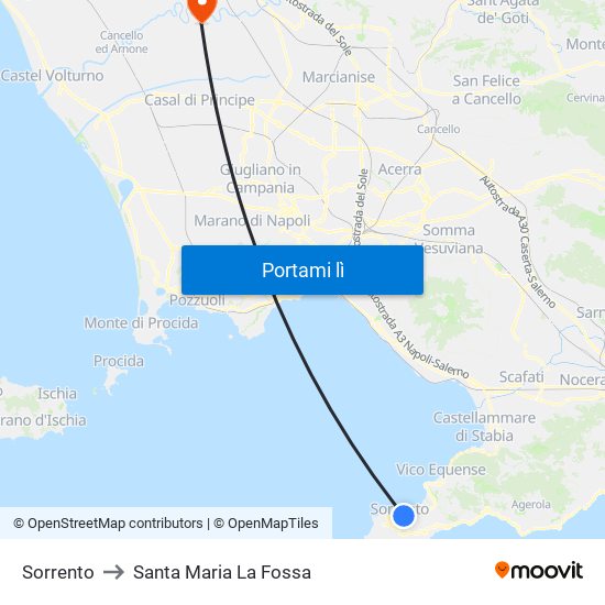Sorrento to Santa Maria La Fossa map