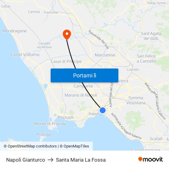 Napoli Gianturco to Santa Maria La Fossa map