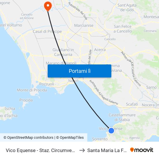 Vico Equense - Staz. Circumvesuviana to Santa Maria La Fossa map
