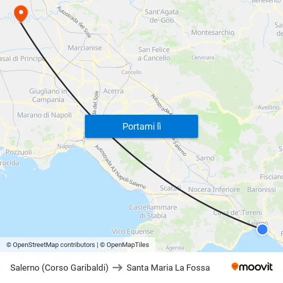 Salerno (Corso Garibaldi) to Santa Maria La Fossa map