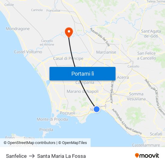 Sanfelice to Santa Maria La Fossa map
