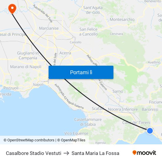 Casalbore Stadio Vestuti to Santa Maria La Fossa map