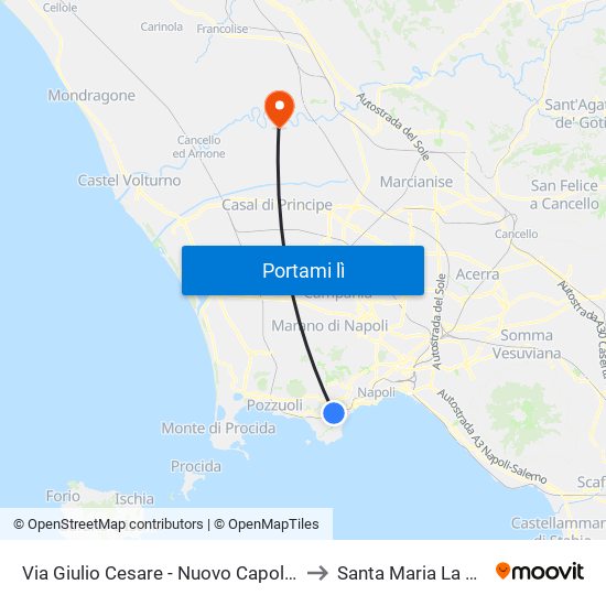 Via Giulio Cesare - Nuovo Capolinea Ctp to Santa Maria La Fossa map