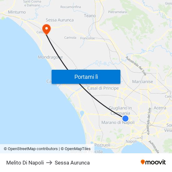 Melito Di Napoli to Sessa Aurunca map