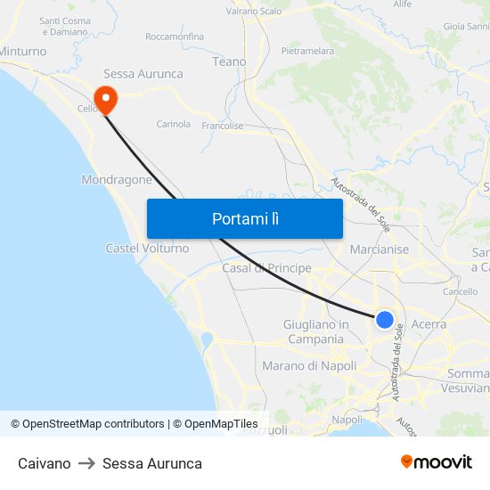 Caivano to Sessa Aurunca map