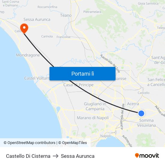 Castello Di Cisterna to Sessa Aurunca map
