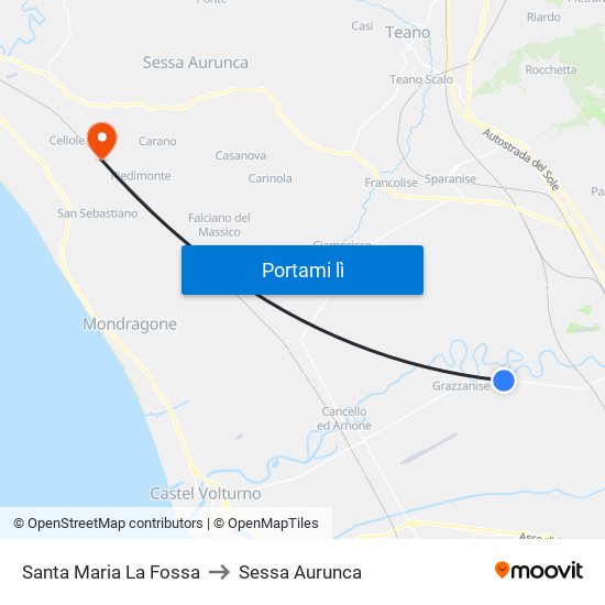 Santa Maria La Fossa to Sessa Aurunca map