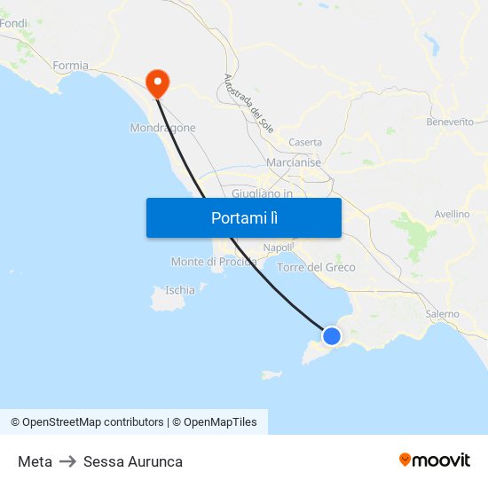 Meta to Sessa Aurunca map