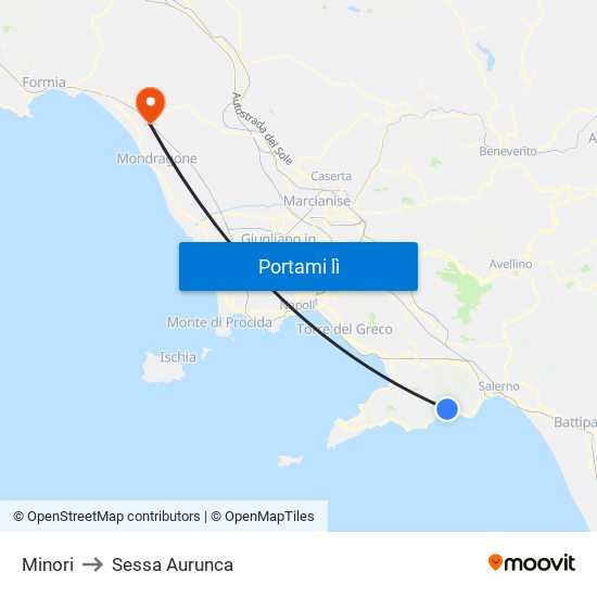 Minori to Sessa Aurunca map