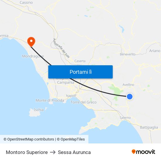 Montoro Superiore to Sessa Aurunca map