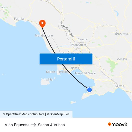 Vico Equense to Sessa Aurunca map