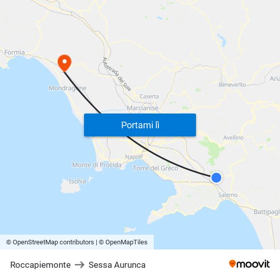 Roccapiemonte to Sessa Aurunca map
