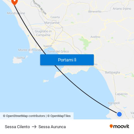 Sessa Cilento to Sessa Aurunca map