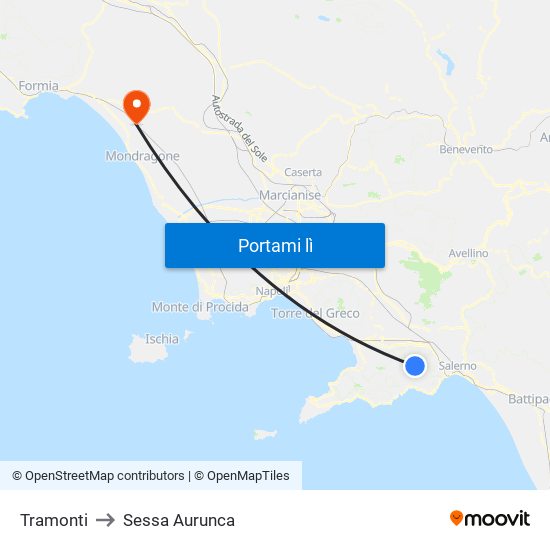 Tramonti to Sessa Aurunca map