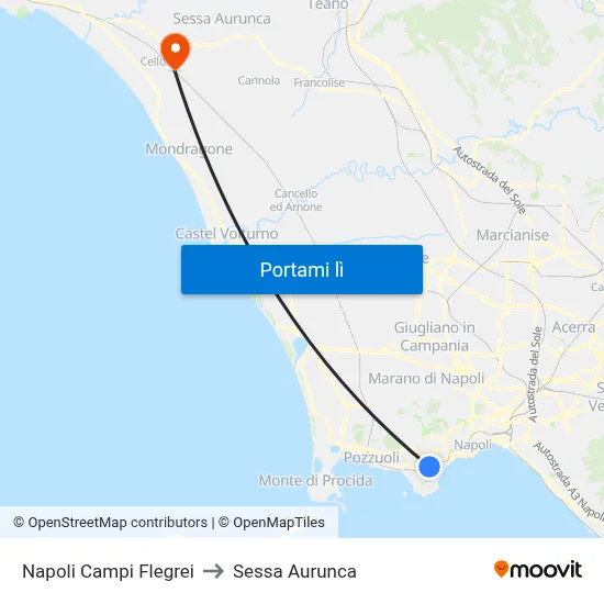 Napoli Campi Flegrei to Sessa Aurunca map