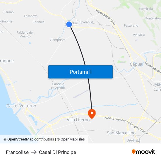 Francolise to Casal Di Principe map