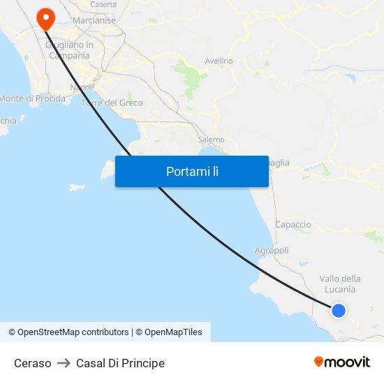 Ceraso to Casal Di Principe map