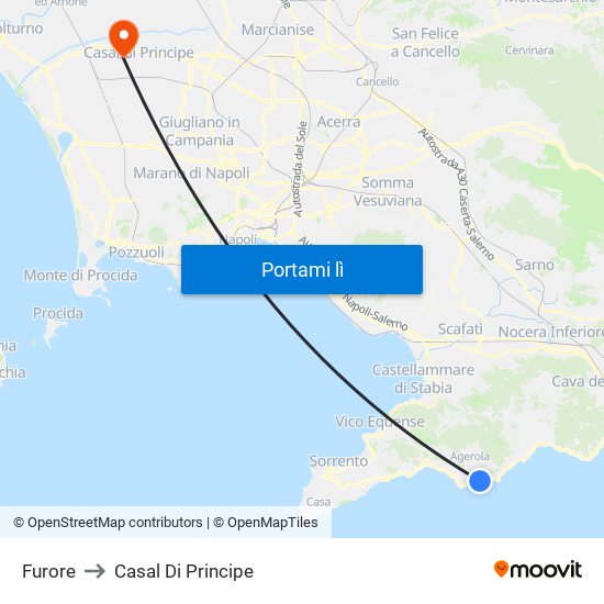 Furore to Casal Di Principe map