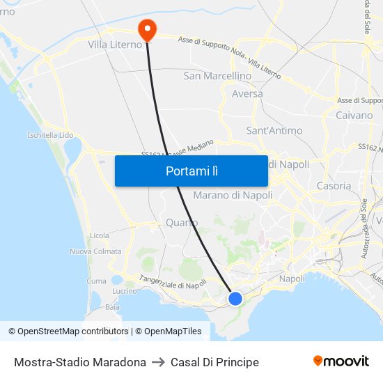 Mostra-Stadio Maradona to Casal Di Principe map