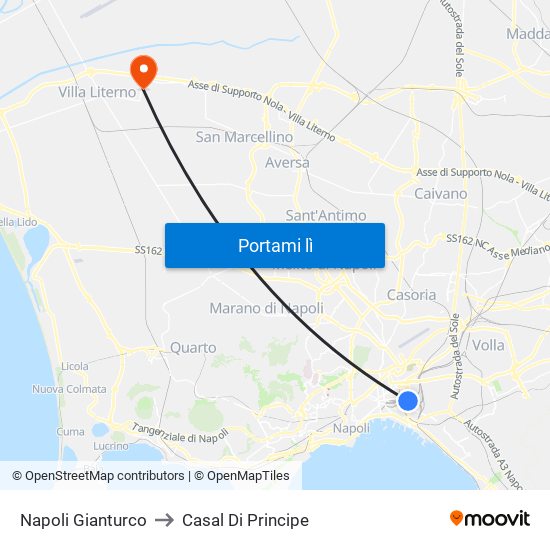 Napoli Gianturco to Casal Di Principe map