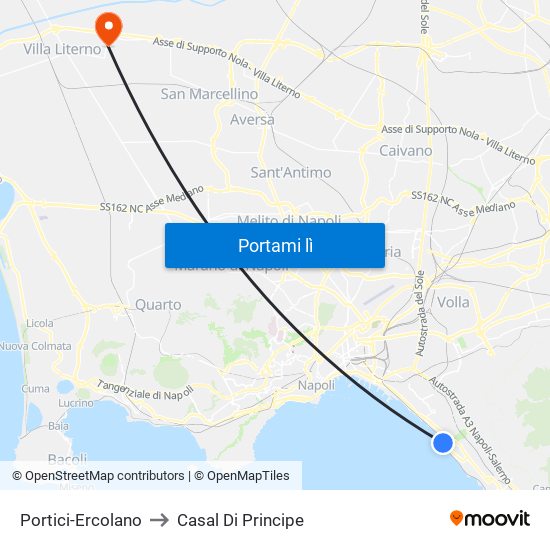 Portici-Ercolano to Casal Di Principe map
