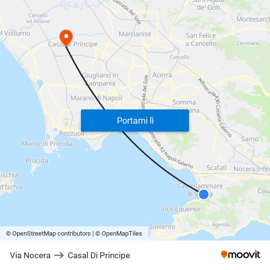Via Nocera to Casal Di Principe map