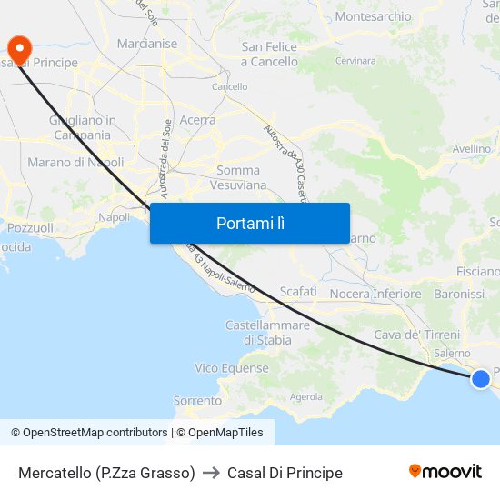 Mercatello (P.Zza Grasso) to Casal Di Principe map