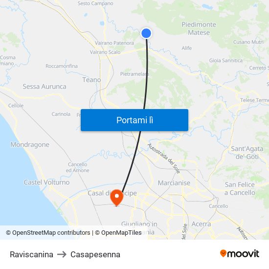 Raviscanina to Casapesenna map