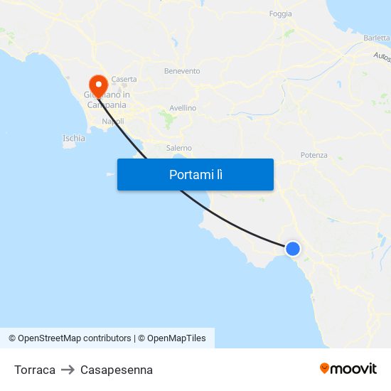 Torraca to Casapesenna map