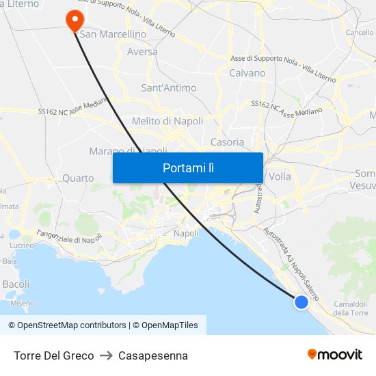 Torre Del Greco to Casapesenna map