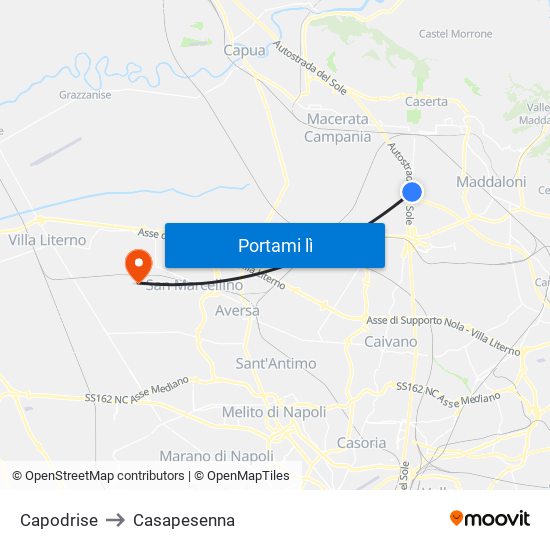 Capodrise to Casapesenna map